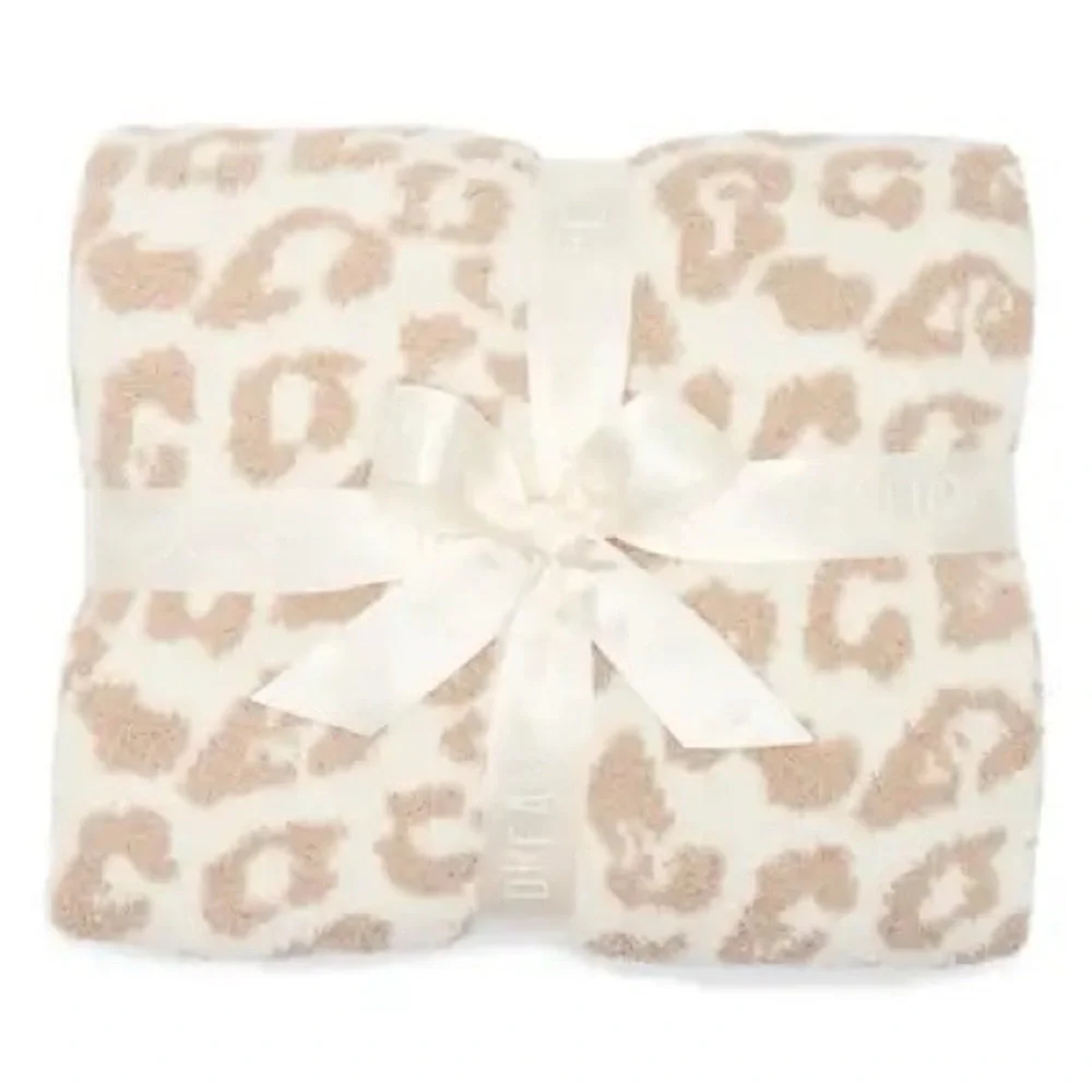 Barefoot Dreams Cozy Chic Tan Cream Animal Print Blanket::45 x 60::NWT::